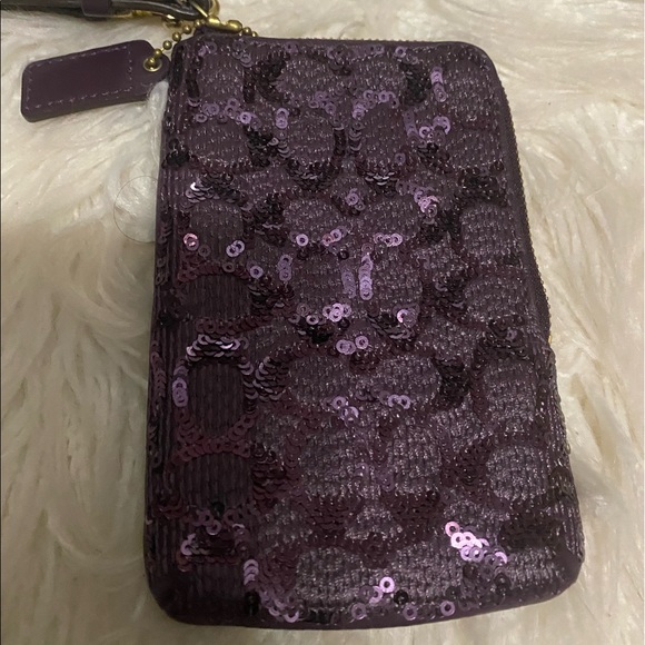 Purple Coach Slim Wristlet with Sequence - Picture 2 of 7